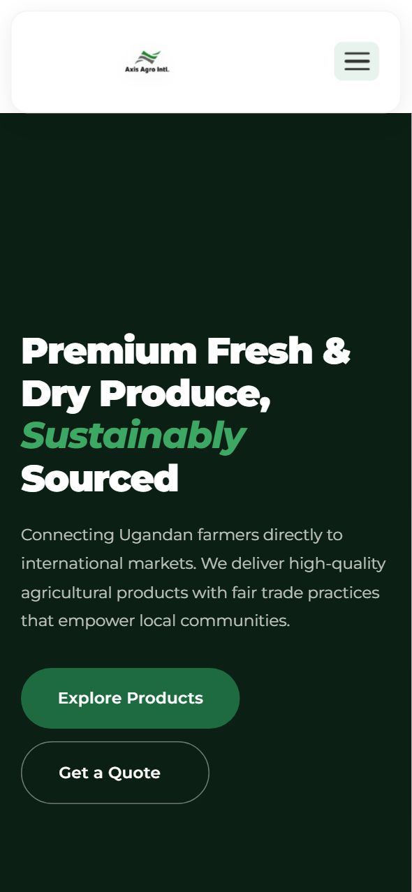 Axis Agro International website on iPhone