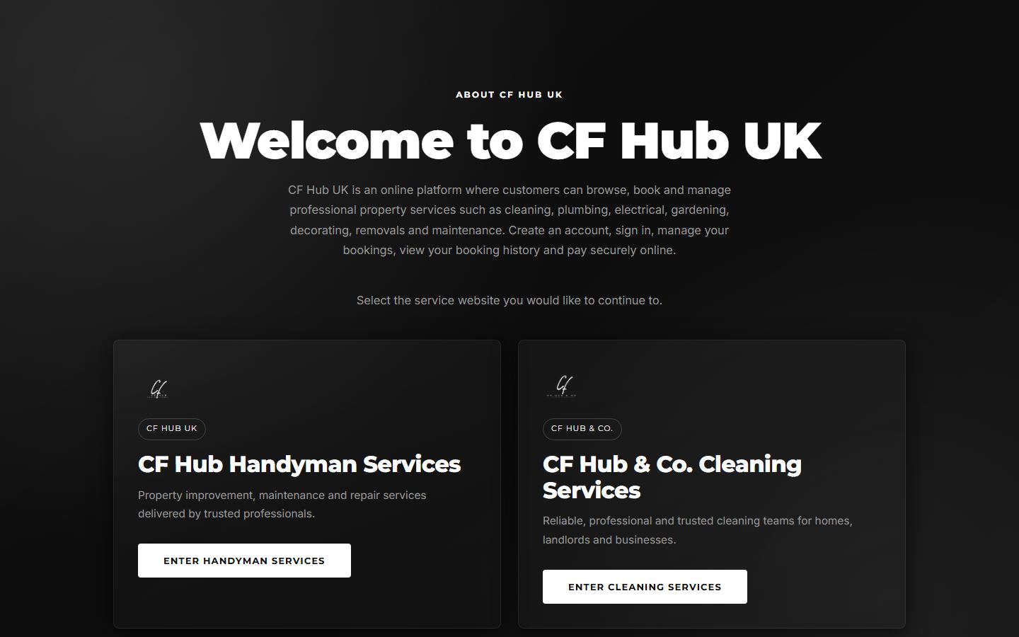 CF Hub UK desktop screen 1