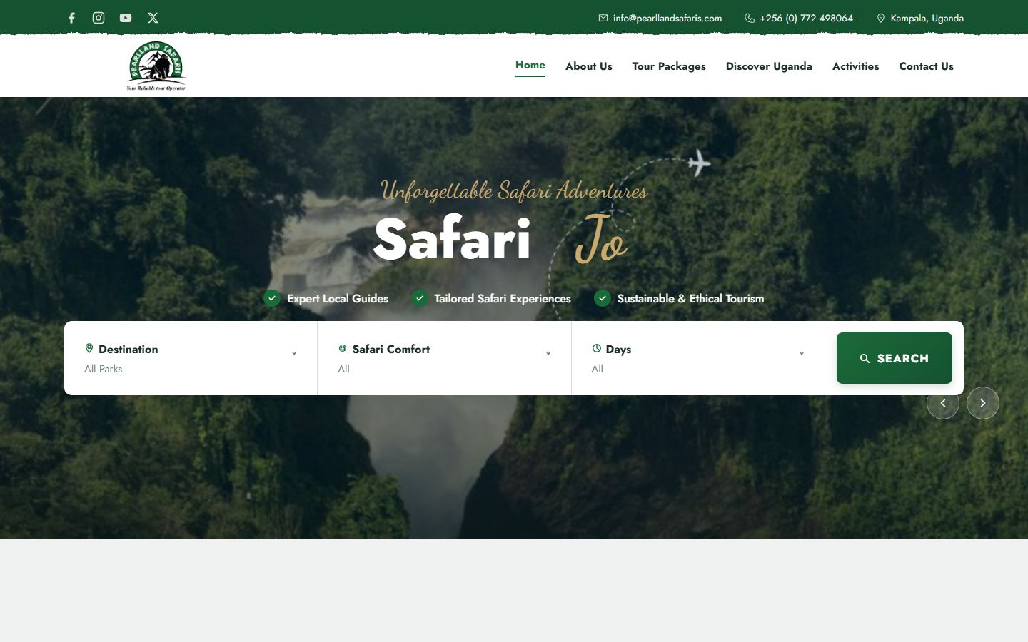 Pearl Land Safaris desktop screen 1