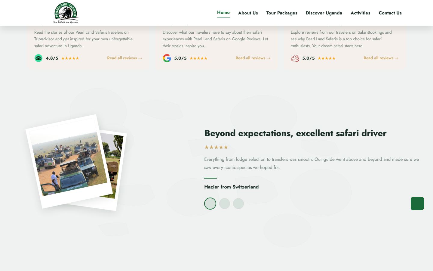 Pearl Land Safaris desktop screen 3