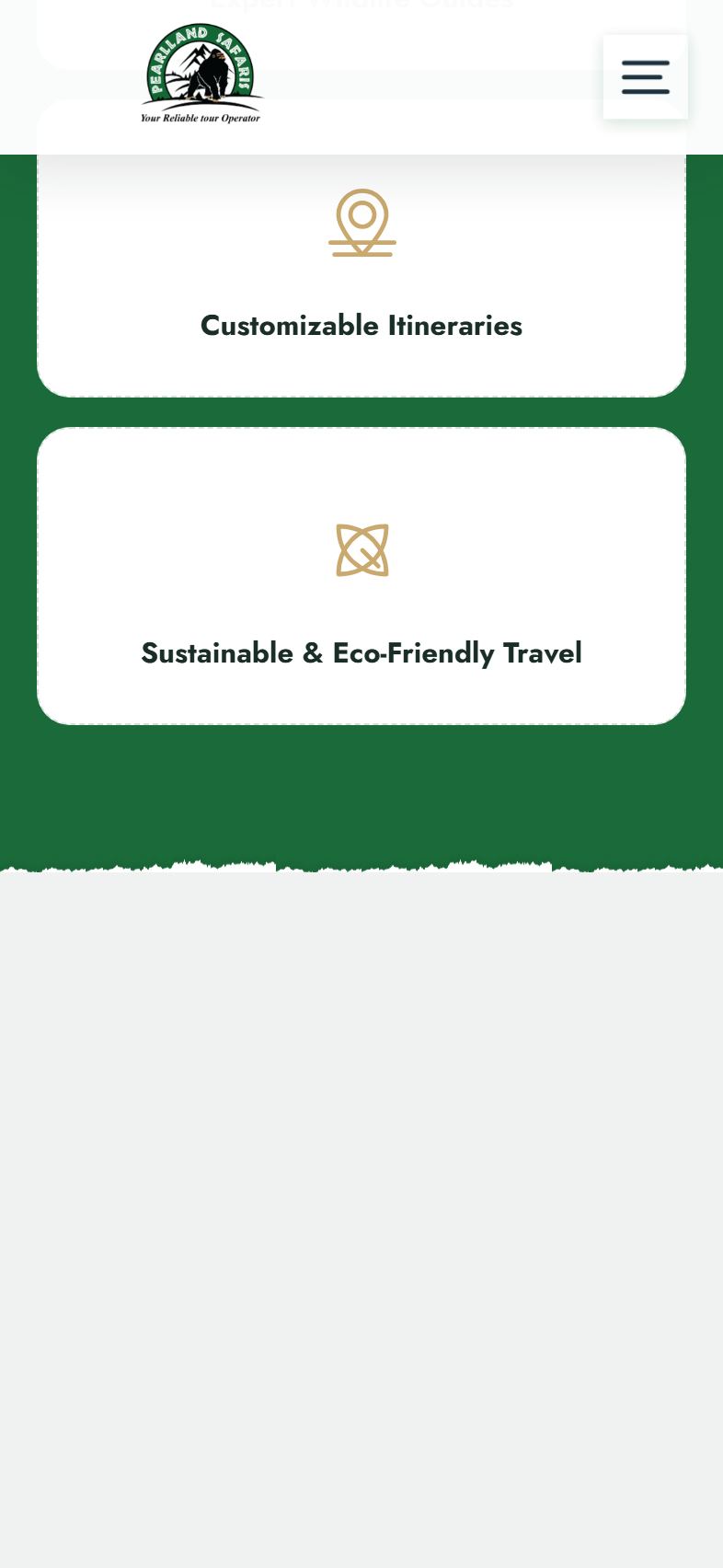 Pearl Land Safaris mobile screen 2