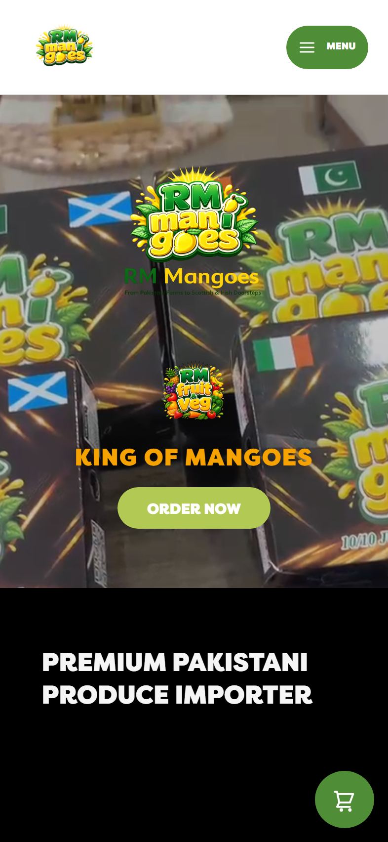 RM Mangoes website on iPhone