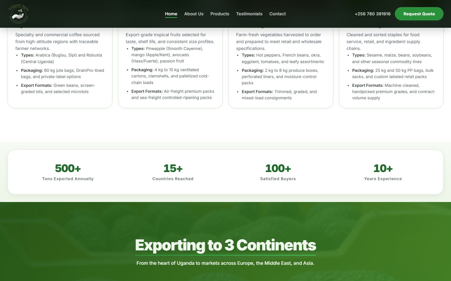 Triport Agro International desktop screen 2