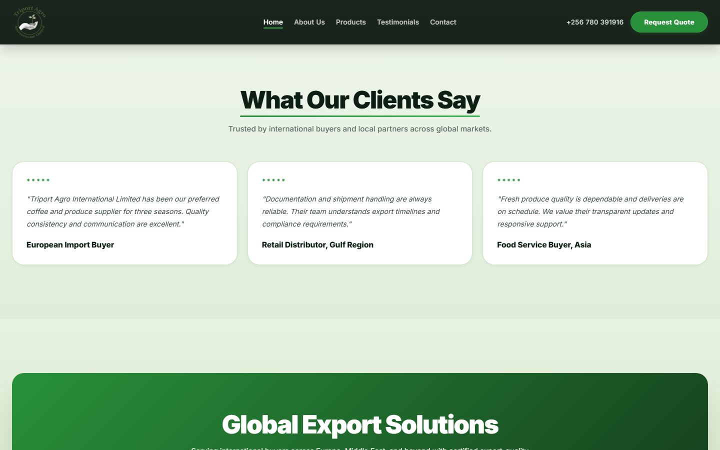 Triport Agro International desktop screen 3