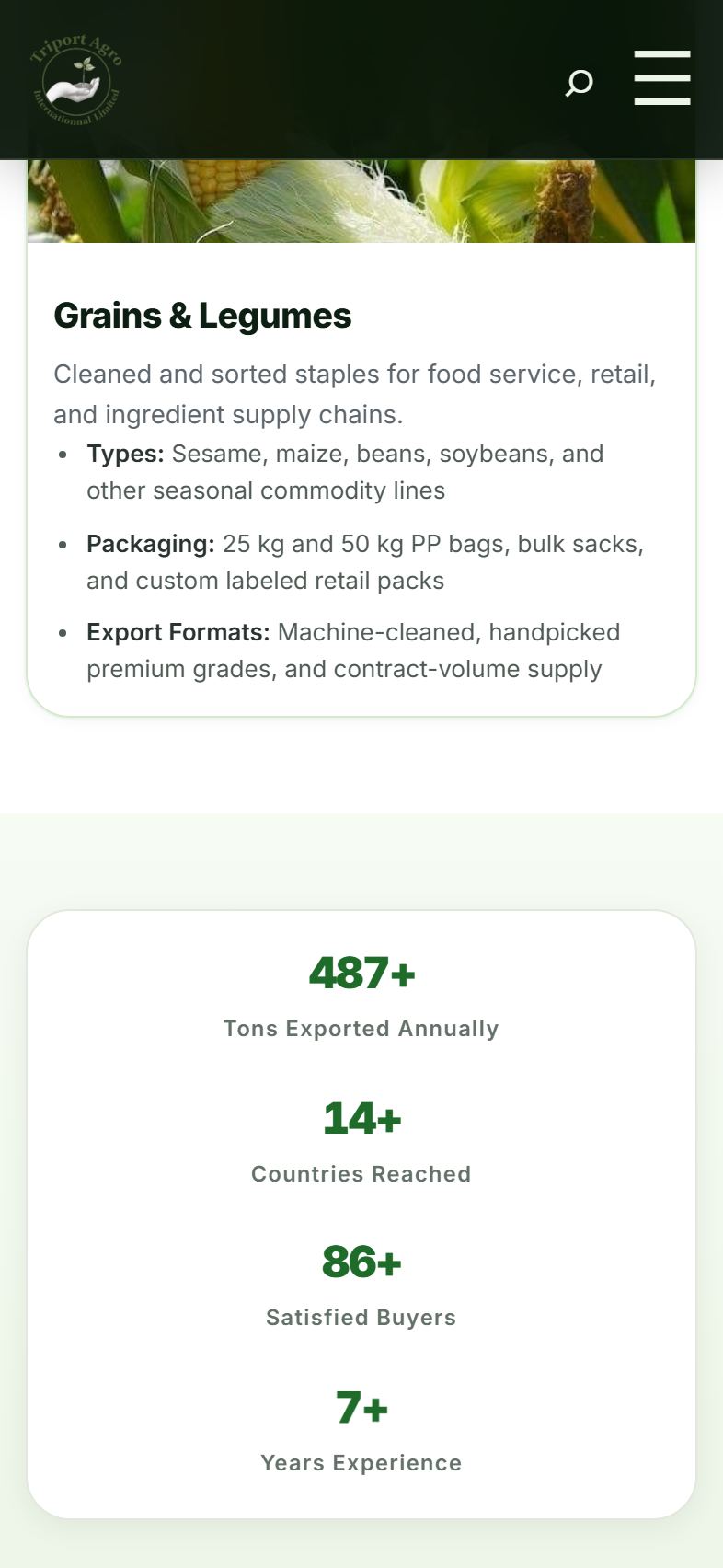 Triport Agro International mobile screen 2